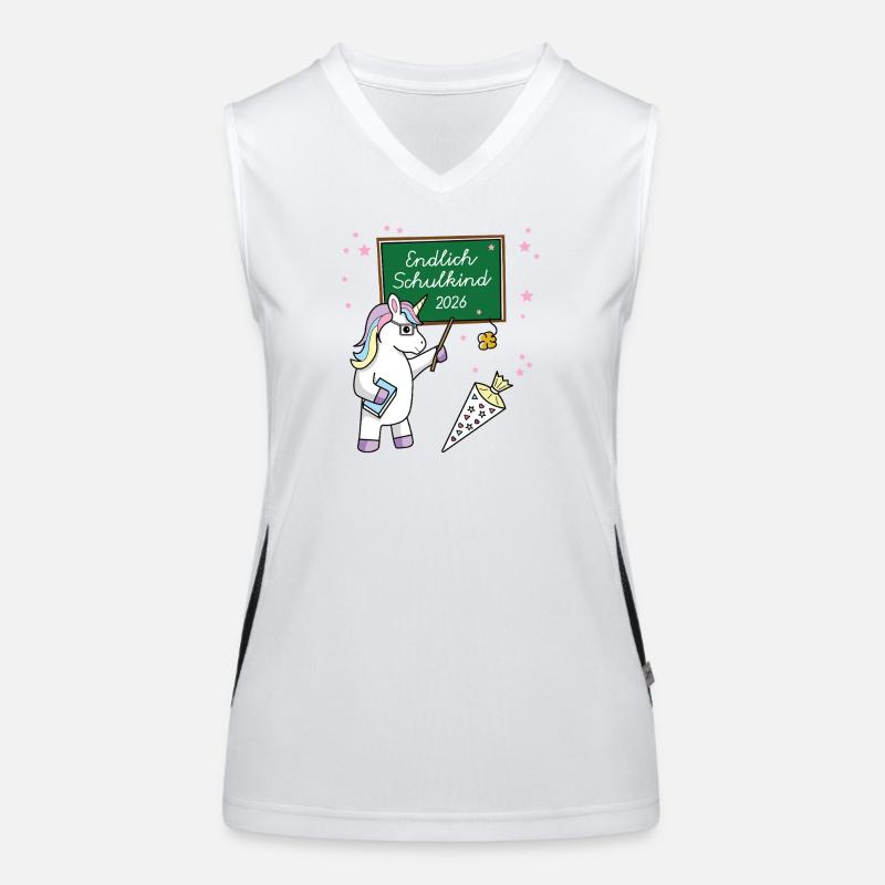 Endlich Schulkind 2026 Einschulung Schule Einhorn Funktionelles Kontrast-Tank Top für Frauen