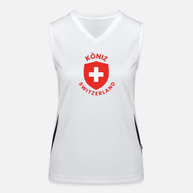 Köniz Schweiz Schildemblem Funktionelles Kontrast-Tank Top für Frauen