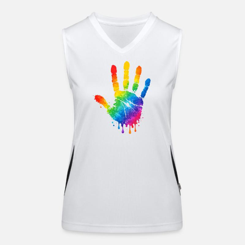 Motif aquarelle colorée à empreintes de main Débardeur respirant contrasté Femme