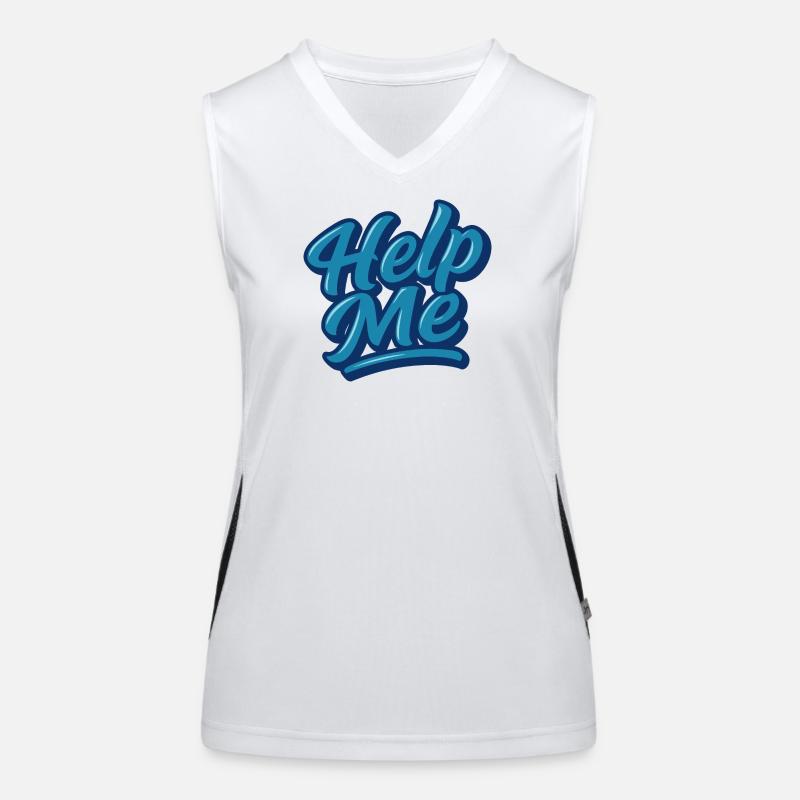 Hilfe Me Blau Script Logo Funktionelles Kontrast-Tank Top für Frauen