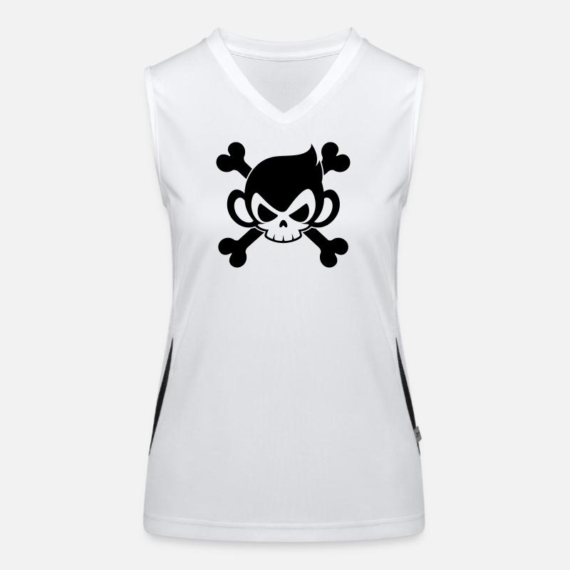 Funny skull monkey with crossed bones Women's Functional Contrast Tank Top