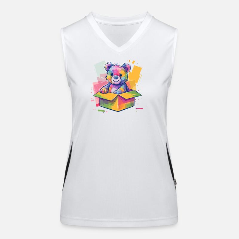 Regenbogenbär im Karton Funktionelles Kontrast-Tank Top für Frauen