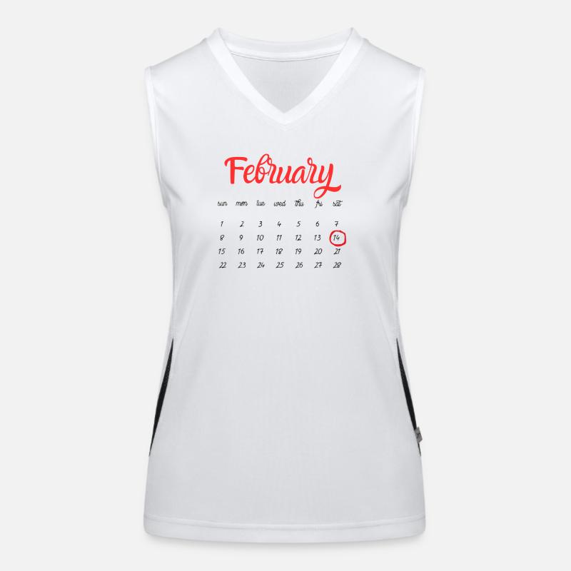 February Calendar in Red Script -Valentine's Day Women's Functional Contrast Tank Top