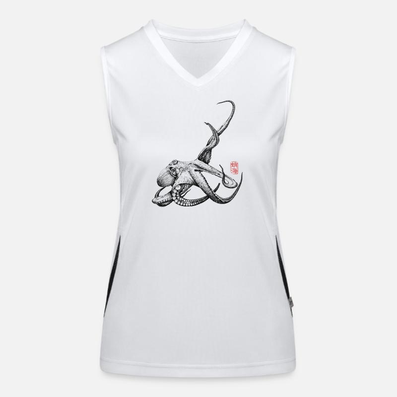 Krake mit Kanji Stamp Funktionelles Kontrast-Tank Top für Frauen