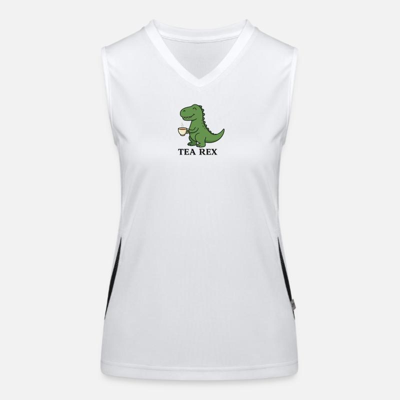Tea Rex Dino mit Tee Funktionelles Kontrast-Tank Top für Frauen