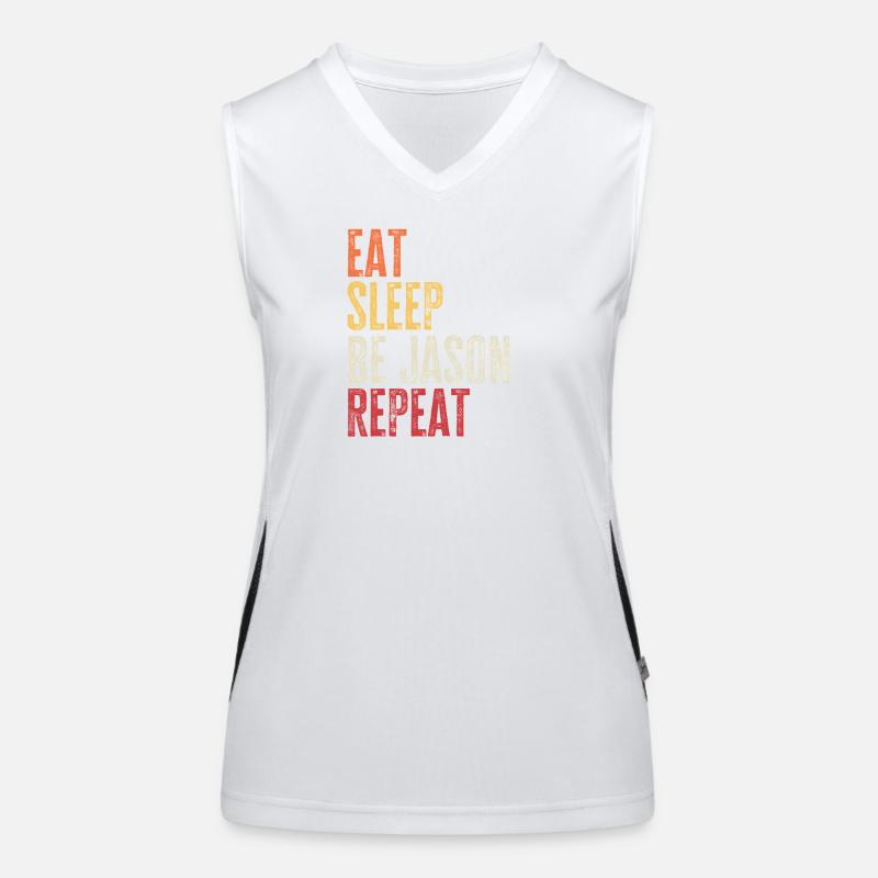 Eat Sleep Be Jason Repeat Retro Name Women's Functional Contrast Tank Top