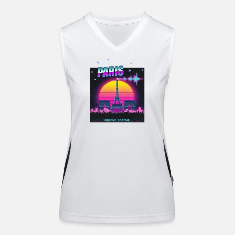 Paris Retro Wave Techno Funktionelles Kontrast-Tank Top für Frauen