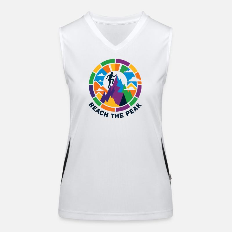 buntes Gipfelsturm Bergsteiger Kletterer Gipfel Funktionelles Kontrast-Tank Top für Frauen