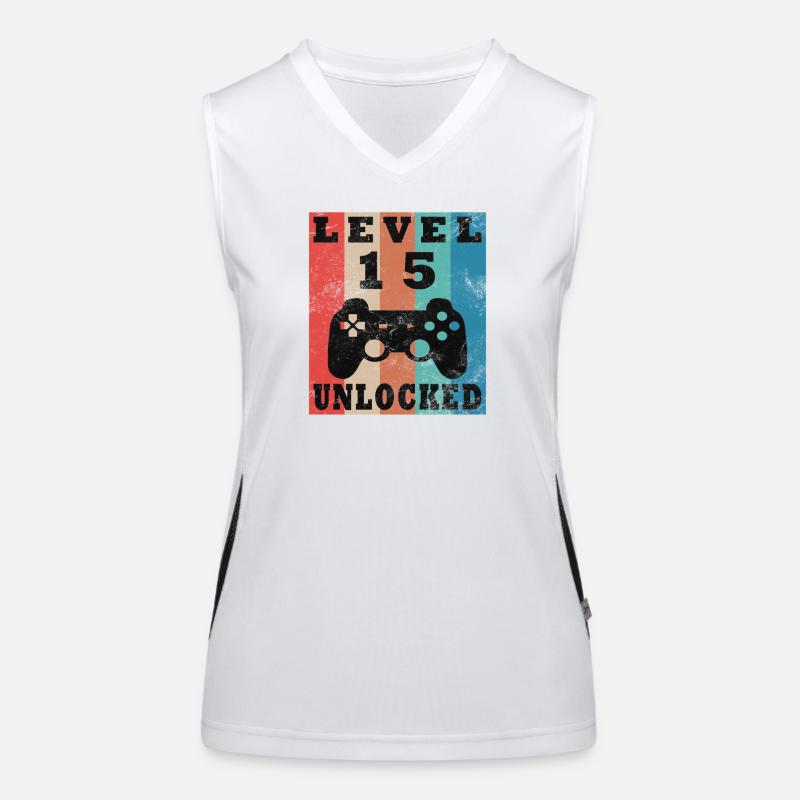Level 15 Unlocked Retro Controller Women's Functional Contrast Tank Top