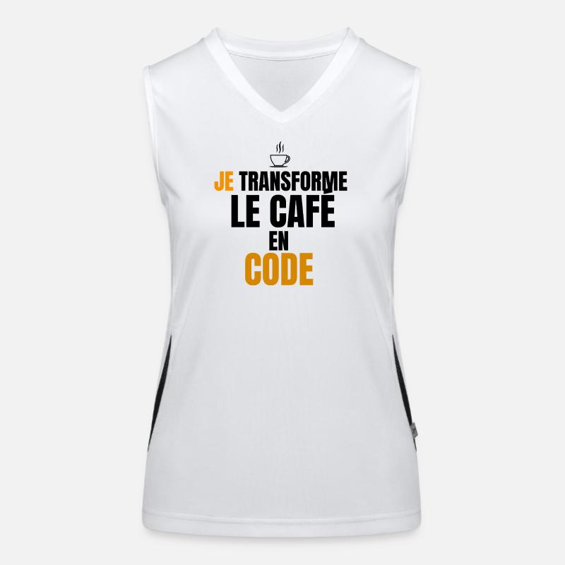 Ich verwandle den Code in einen Kaffee Funktionelles Kontrast-Tank Top für Frauen
