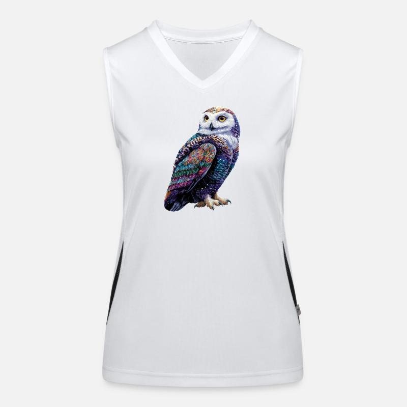 Schneeeule Weiße Eule Kauz Uhu Owl Schnee Eulen Funktionelles Kontrast-Tank Top für Frauen