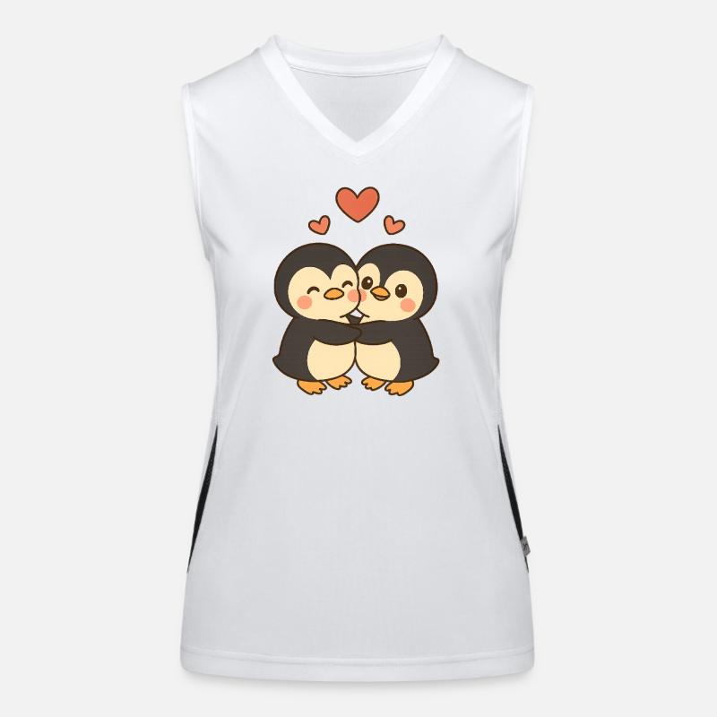 Pinguin Paar Liebe Funktionelles Kontrast-Tank Top für Frauen