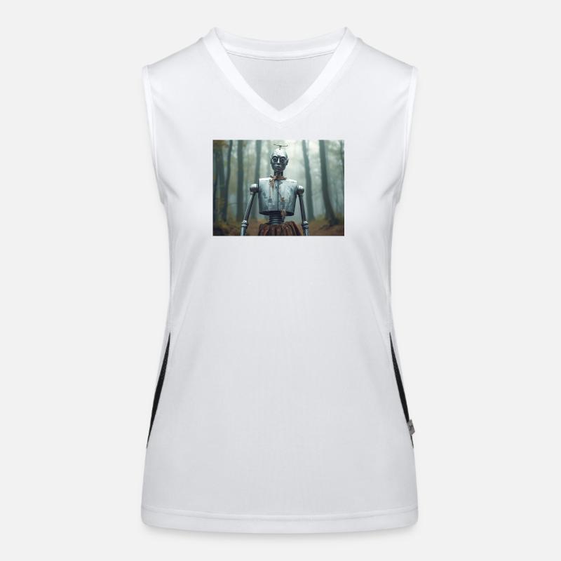 Der Blechmann, ein Metallkörper sehnt sich nach Herz Funktionelles Kontrast-Tank Top für Frauen