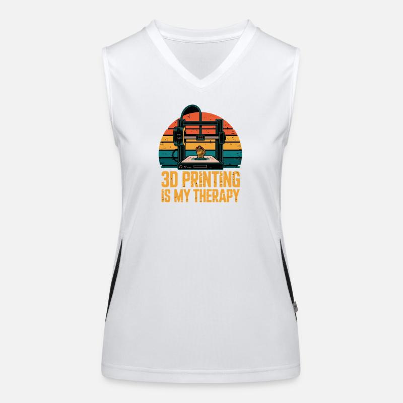  3D Printing Is My Therapy Retro 3D Drucker Maker Funktionelles Kontrast-Tank Top für Frauen
