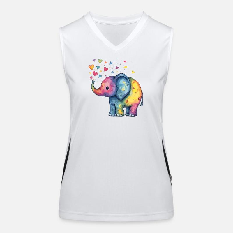 Regenbogen Elefant mit Herzfunken Funktionelles Kontrast-Tank Top für Frauen