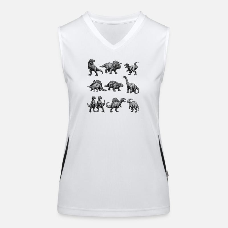 Dino Silhouetten Muster Funktionelles Kontrast-Tank Top für Frauen