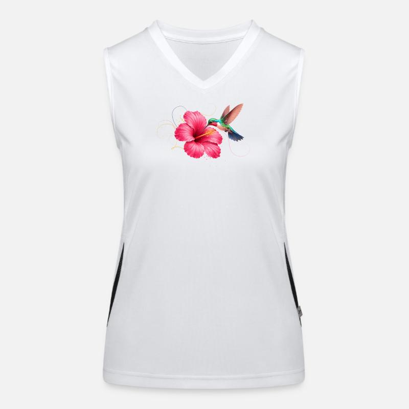 Kolibri an Hibiskusblüte  Funktionelles Kontrast-Tank Top für Frauen