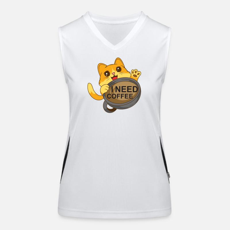 Cat needs coffee - Women's Functional Contrast Tank Top - white/black