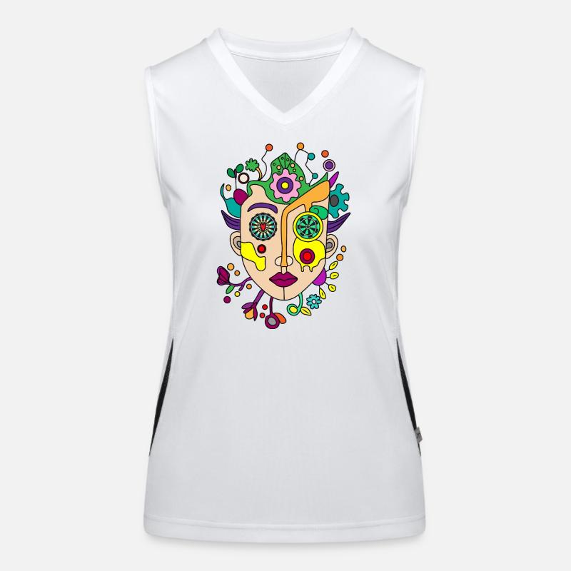 Kaleidoscopic split face Women's Functional Contrast Tank Top