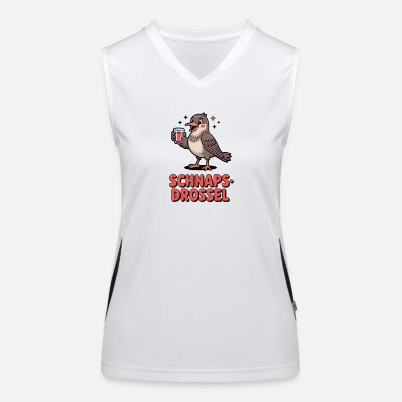 Funny Liquor Thrush Drinking Bird Party Women's Functional Contrast Tank Top