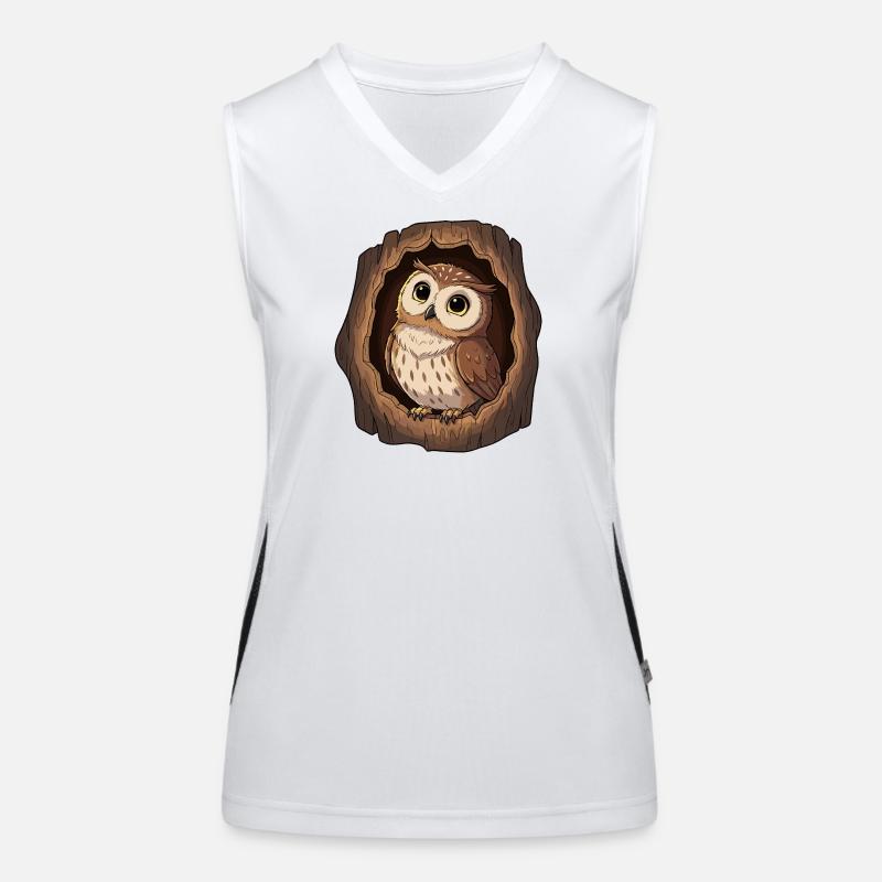Owl view in the tree hollow Women's Functional Contrast Tank Top