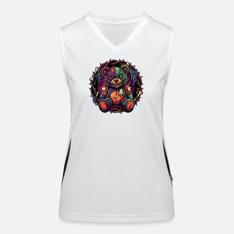 Patchwork Zombie Teddy kaputter Horror Teddybär Funktionelles Kontrast-Tank Top für Frauen