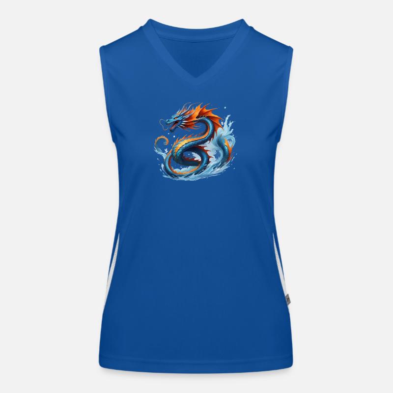 Drache Blauorange Drachesturm Funktionelles Kontrast-Tank Top für Frauen