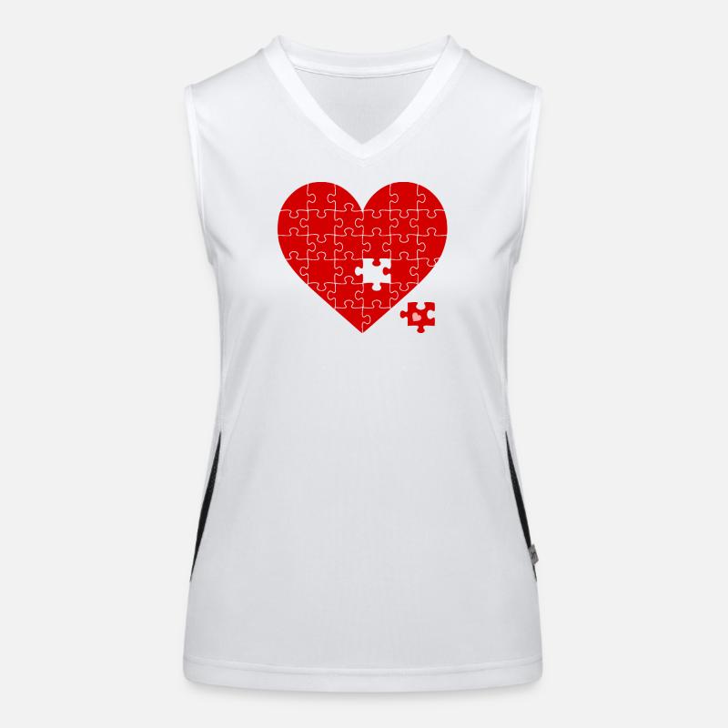 Rotes Puzzle Herz: Funktionelles Kontrast-Tank Top für Frauen