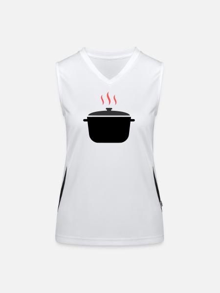 Cooking Pot Steam Cooking - Women's Functional Contrast Tank Top - white/black - Front