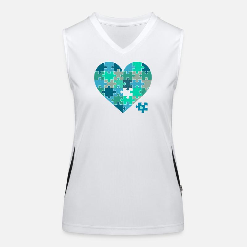 Puzzleherz Blaugrün Funktionelles Kontrast-Tank Top für Frauen
