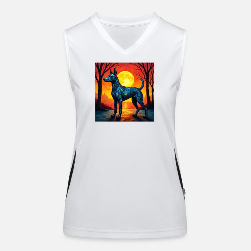 Moonlit Night Polygon Wolf Women's Functional Contrast Tank Top