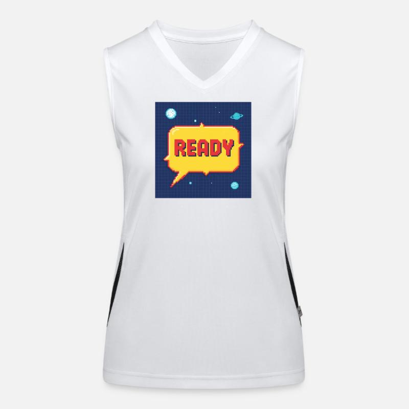 Ready Pixel Speech Bubble in Space Women's Functional Contrast Tank Top