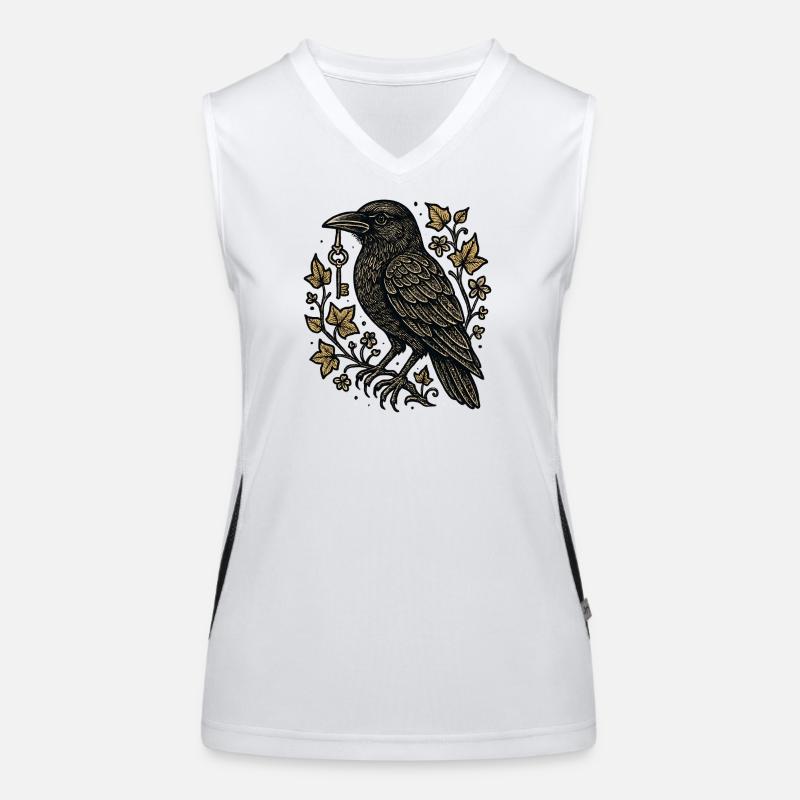 Raven with key in the tendrils Women's Functional Contrast Tank Top