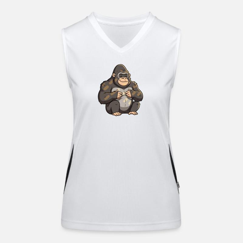 Lächelnder Gorillamaskottchen Funktionelles Kontrast-Tank Top für Frauen