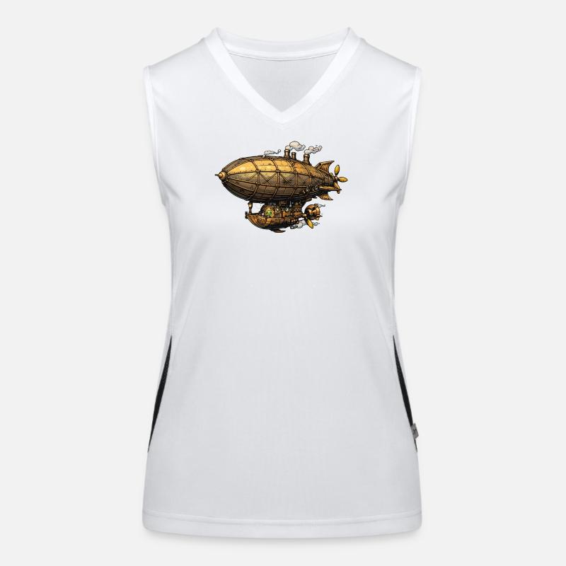 Zeppelin dirigeable steampunk Débardeur respirant contrasté Femme
