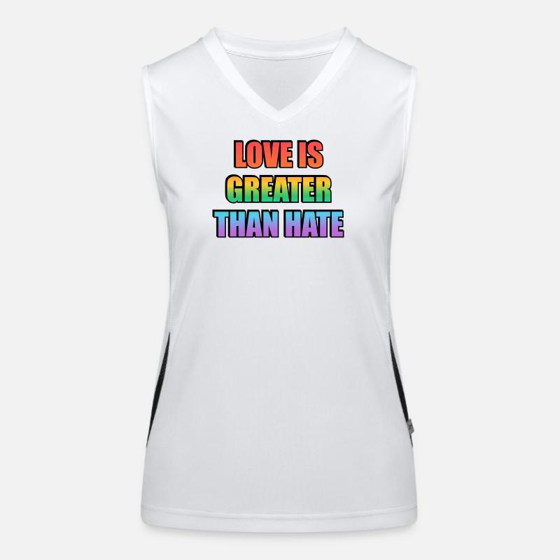 Liebe ist größer als Hass Regenbogen Funktionelles Kontrast-Tank Top für Frauen