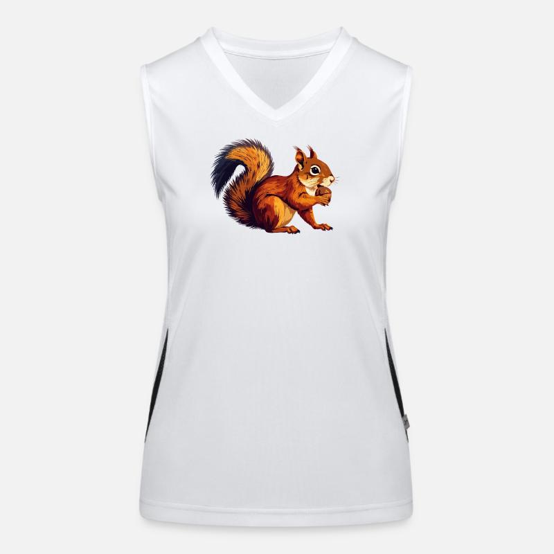 Orange braun Eichhörnchen mit Eichel Nuss Motiv Funktionelles Kontrast-Tank Top für Frauen