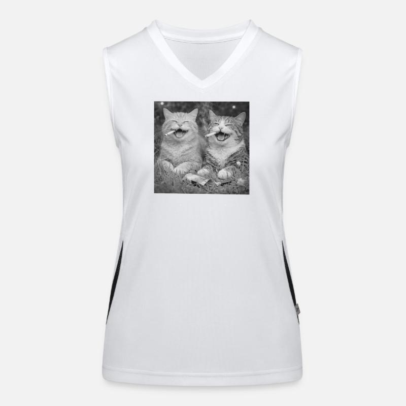 Katzen lachen mit Zigaretten Funktionelles Kontrast-Tank Top für Frauen