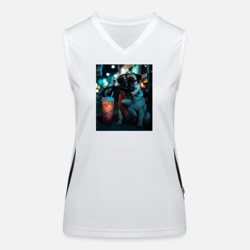 Neon-Pug im Nachtleben Funktionelles Kontrast-Tank Top für Frauen