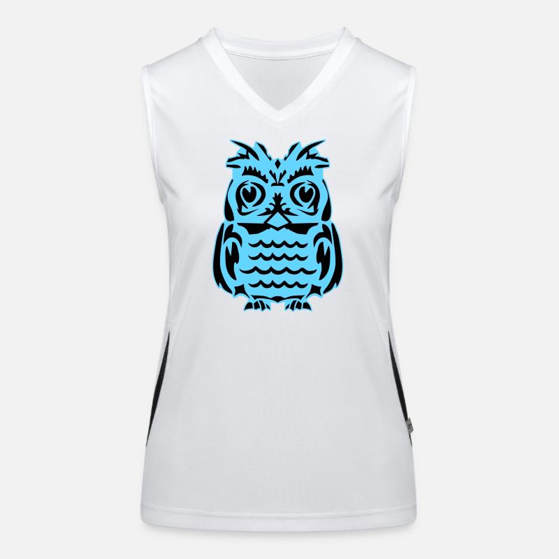 Lichtblaue abstrakte Eule Funktionelles Kontrast-Tank Top für Frauen