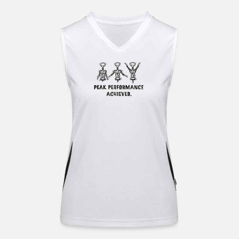 Peak Performance Achieved – Ironischer Trinkspruch Funktionelles Kontrast-Tank Top für Frauen