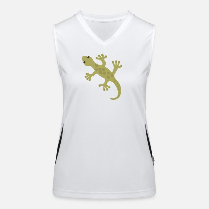 Lime Gecko Silhouette Muster Funktionelles Kontrast-Tank Top für Frauen