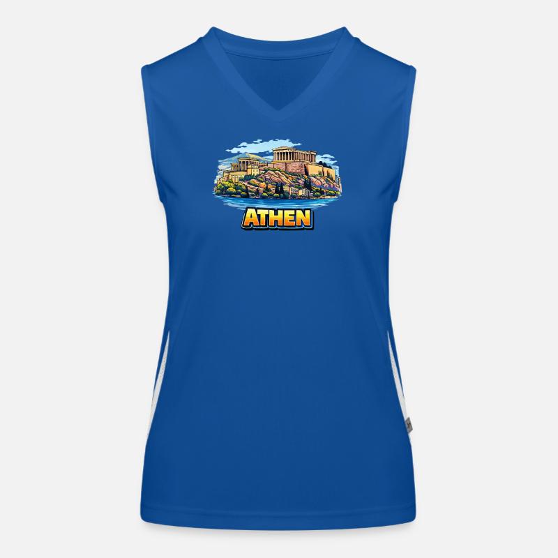 Athen Akropolis Insel Illustration Funktionelles Kontrast-Tank Top für Frauen