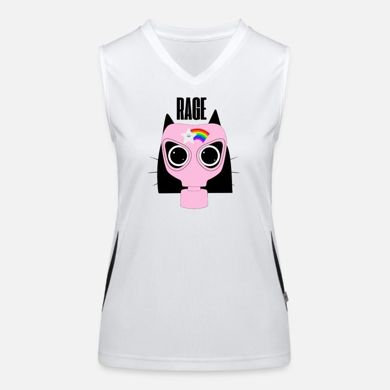 Rage Kitty Cat Protest - Women's Functional Contrast Tank Top - white/black