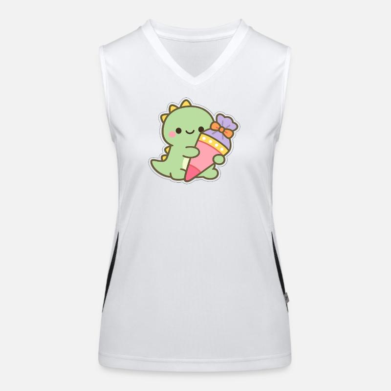 Schulkind Dino Einschulung Geschenk Funktionelles Kontrast-Tank Top für Frauen