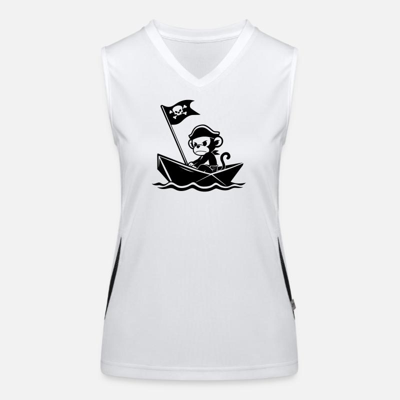 Wütender Piratenaffe im Boot Funktionelles Kontrast-Tank Top für Frauen