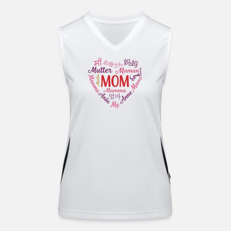 Mehrsprachiges Muttertagsgeschenk mit Mütterherzen Funktionelles Kontrast-Tank Top für Frauen