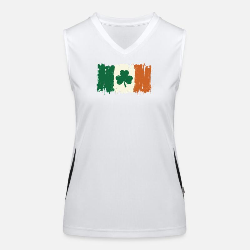 Brushed Shamrock Irish Flag Women's Functional Contrast Tank Top