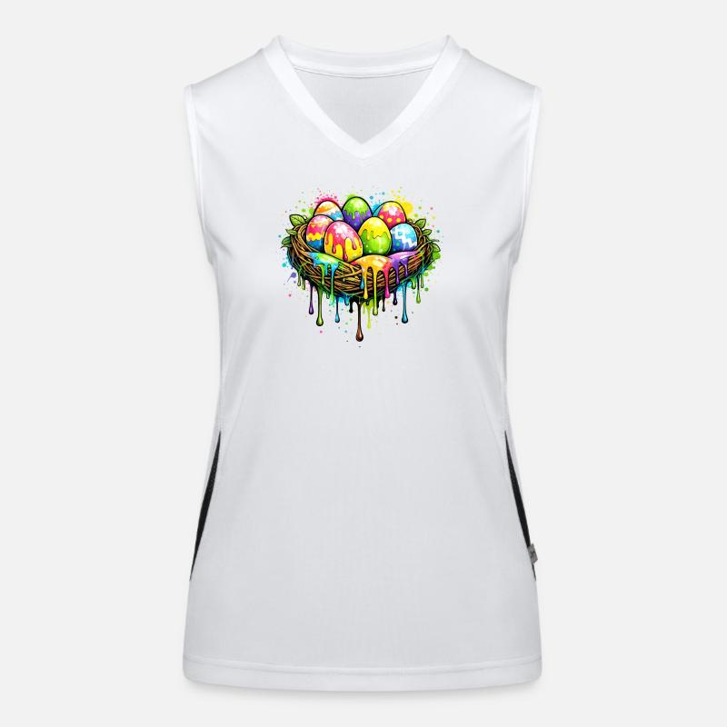 Colorful Easter nest in graffiti style Women's Functional Contrast Tank Top