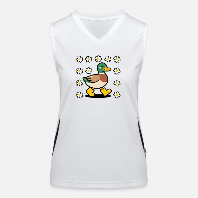 Cute Mallard Duck in Rain Boots Daisy Pattern Women's Functional Contrast Tank Top